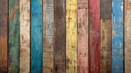 Multicolored Wooden Wall With Textured Surface