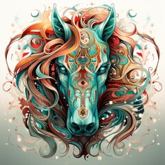 Horse Head Abstract Colorful  Animal God Magic Bright Artistic Fantasy Mystique Digital Generated Illustration
