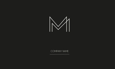 MM Minimal Logo Design Vector Art Illustration 