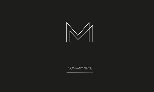 MM Minimal Logo Design Vector Art Illustration 