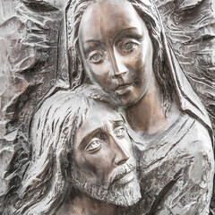 Jesus and Mary bronze statue