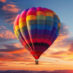 Obraz premium Hot Air Balloon Rising at Dawn: Kaleidoscopic Sky Adventure