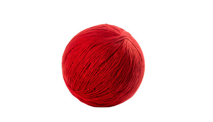 Ball of red yarn. Isolated on transparent background.