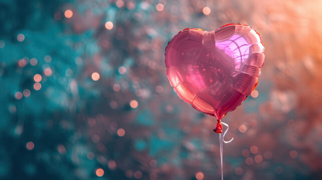 Vibrant Neon Heart Balloon In Light Maroon Hues