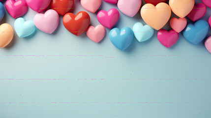 illustrations of greeting cards for special occasions, multicolor pastel theme hearts on top 