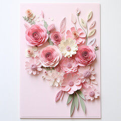illustrations of greeting cards pink flowers for special occasions, mothers day, women day