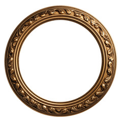 Antique luxury circle frame gold isolated, Generative AI