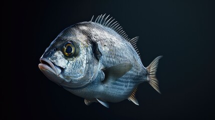 Fototapeta premium Sea Bream in the solid black background