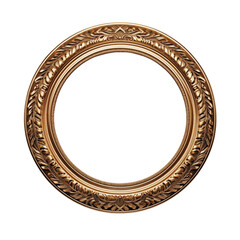 Antique luxury circle frame gold isolated, Generative AI