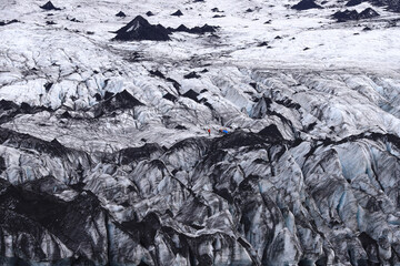 a group of hikers on a glacier in iceland