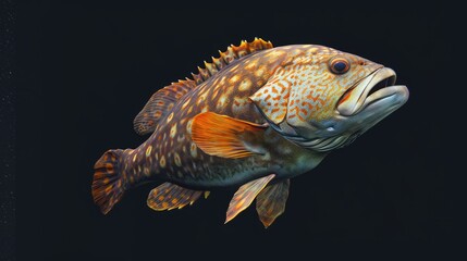 Fototapeta premium Malabar Grouper in the solid black background