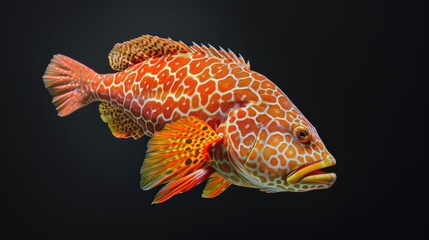 Malabar Grouper in the solid black background