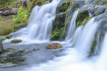 longe exposure image of an icelandic waterfall