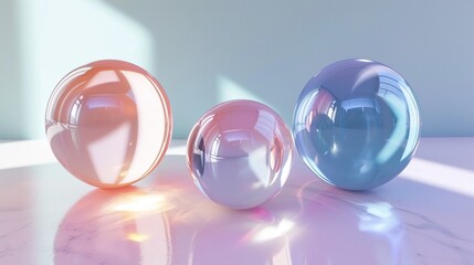 3d rendering illustration of glass balls on white background.