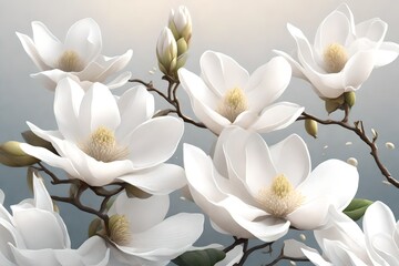 Naklejka na ściany i meble white magnolia flower