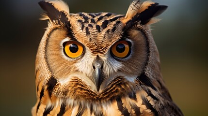 Close-Up Photo of Owl With Striking Yellow Eyes