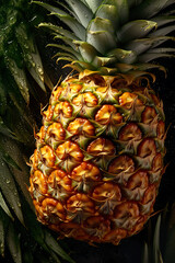 Pineapple seamless with droplets of water
