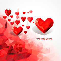valentines day greeting card with red hearts and white  background illustrations 