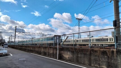Fototapeta premium JR train yard, Kyoto, Japan