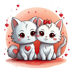 cute animal showing love , valentines day special