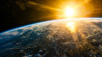 Fototapeta na wymiar Breathtaking Sunrise Over Earth from Space