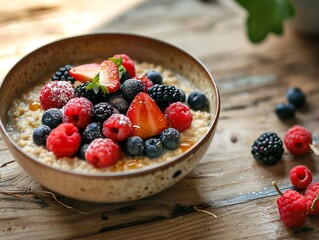 muesli with berries Healthy Breakfast Bowl with Mixed Berries