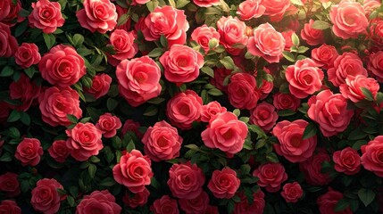 Pink Roses background for valentine theme. Top View, realistic and very detailed. Valentine Background.