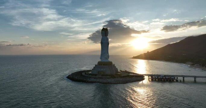 Buddhism Guanyin statue at seaside in nanshan temple, hainan island , China