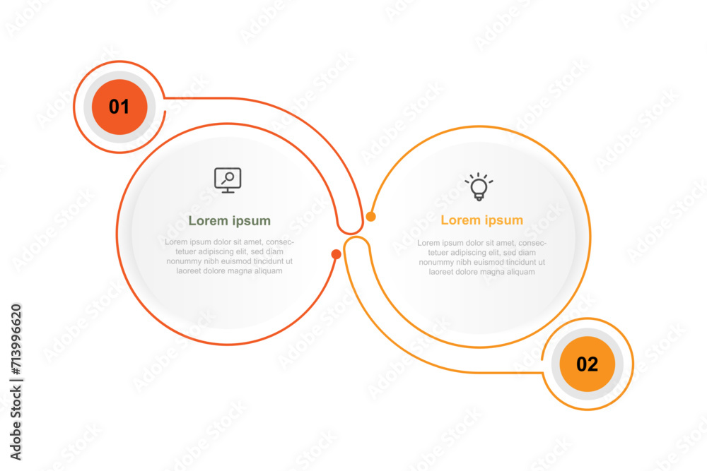 Aufkleber 2 step process infographic vector element