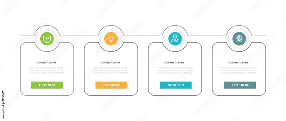 Poster Design template infographic vector element with 4 step process or option suitable for web presentation and business information