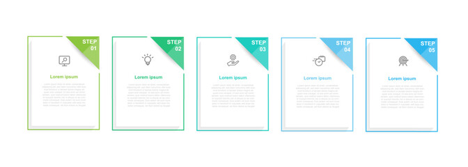 Design template infographic vector element with 5 step process or option suitable for web presentation and business information - obrazy, fototapety, plakaty