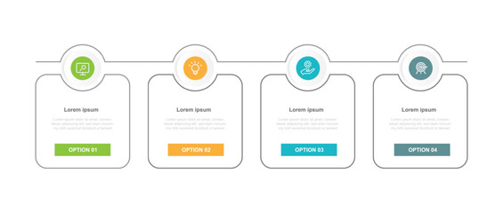 Design template infographic vector element with 4 step process or option suitable for web presentation and business information