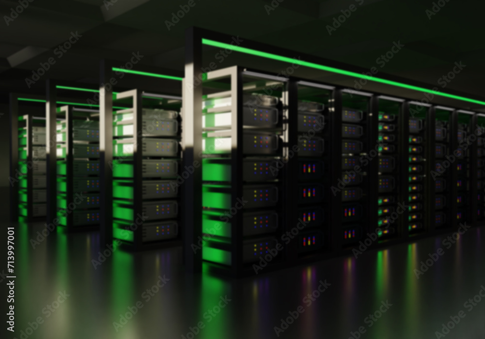 Poster data processing center. information processing equipment. interior of company specializing in data p