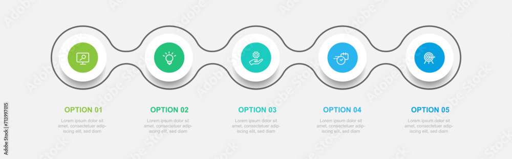 Poster Design template infographic vector element with 5 step process or option suitable for web presentation and business information