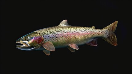 Rainbow Trout in the solid black background