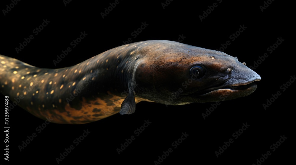 Wall mural Japanese Eel in the solid black background - Wall murals