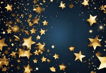 Fototapeta na wymiar Abstract navy background and gold shine stars New year Christmas background with gold stars and spar