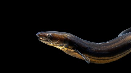 Obraz premium European Eel in the solid black background