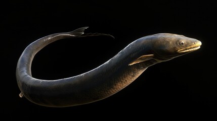 Obraz premium American Eel in the solid black background,