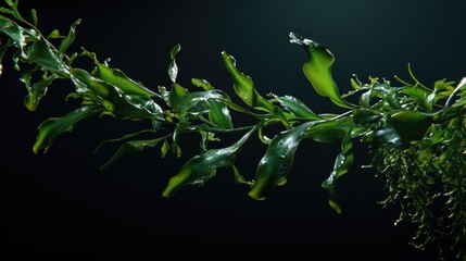 Seaweed in the solid black background
