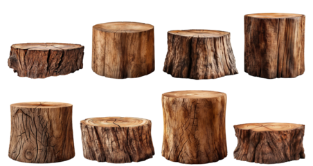 Set of tree stumps, cut out