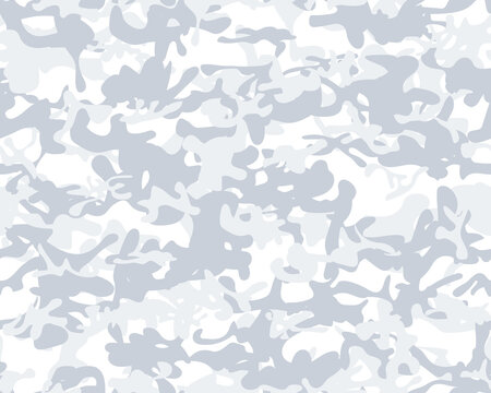 Modern Snow Texture. White Seamless Paint. Blue Hunter Pattern. Seamless Vector Camouflage. Abstract Camo Brush. Army White Grunge. Blue Camo Paint. Winter Camouflage. Repeat Woodland Background.