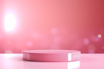 Pink podium 3d illustration background , mock up display with sparkle and glitter for beauty products or holiday event.	

