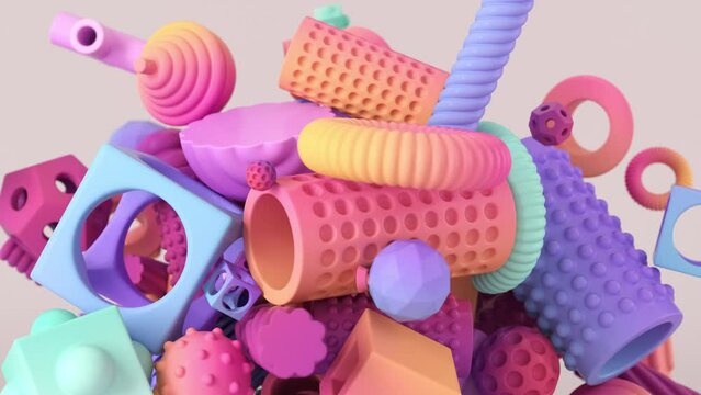 4K animation of geometric shapes in motion