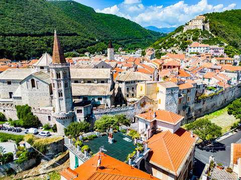 Architecture of Finalborgo in Finale Ligure, Liguria, Italy