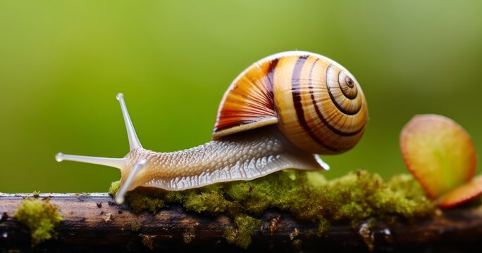 The Delicate Journey of a Snail Captured in Close-Up