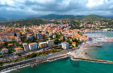 Fototapeta na wymiar Porto Maurizio on the Italian Riviera, Liguria, Italy