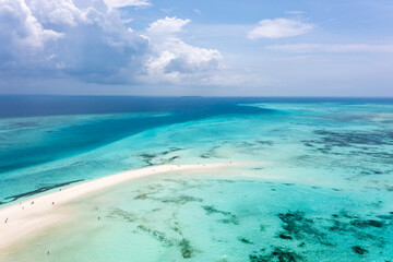 Aerial view of safari blue sandbank in Zanzibar. 
