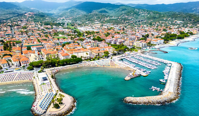 The village of Diano Marina, Liguria, Italy - obrazy, fototapety, plakaty