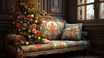christmas decoration on the couch